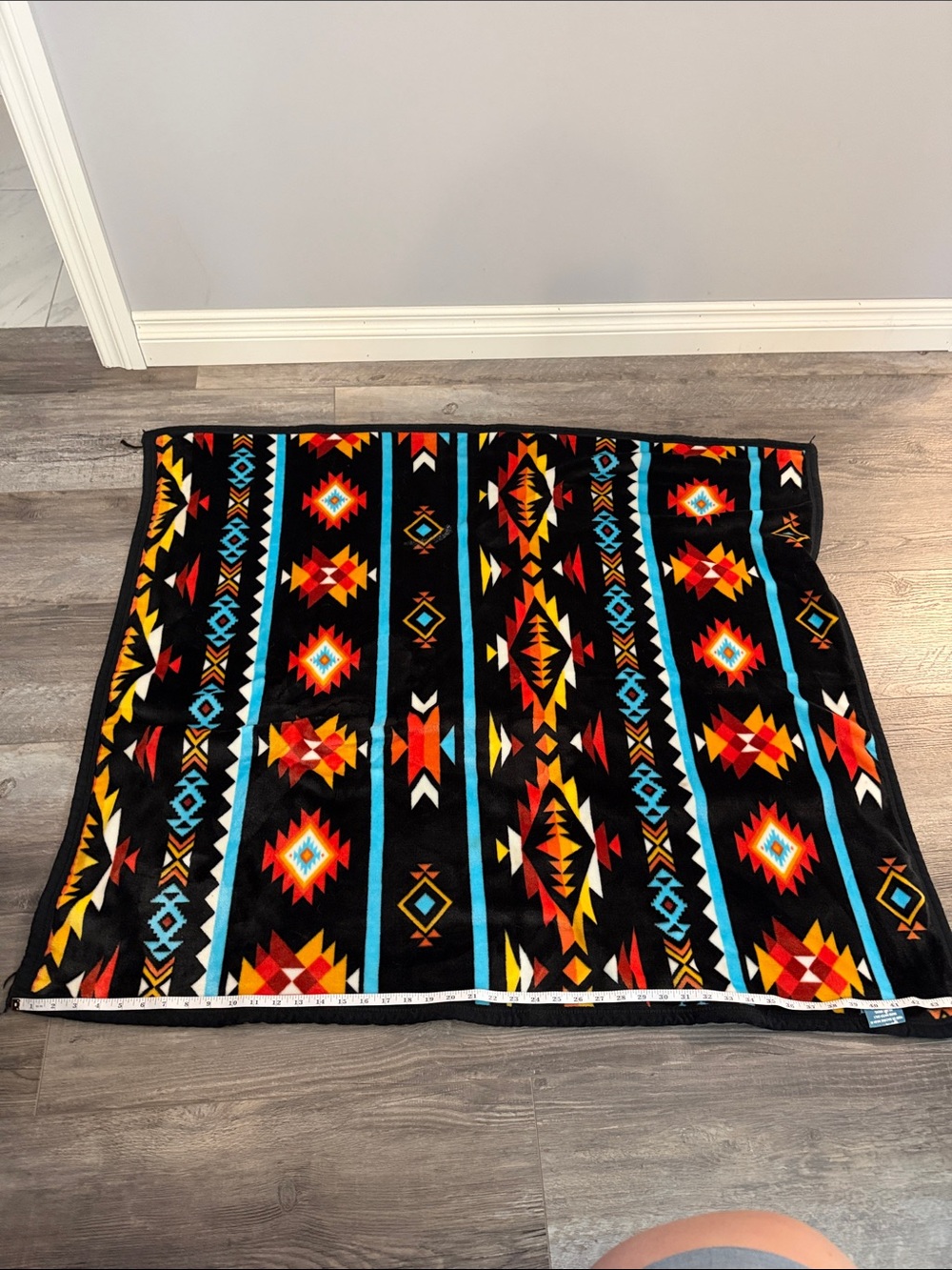 Nu Trendz Southwestern Black Aztec Fleece Throw Blanket - Multi-Color